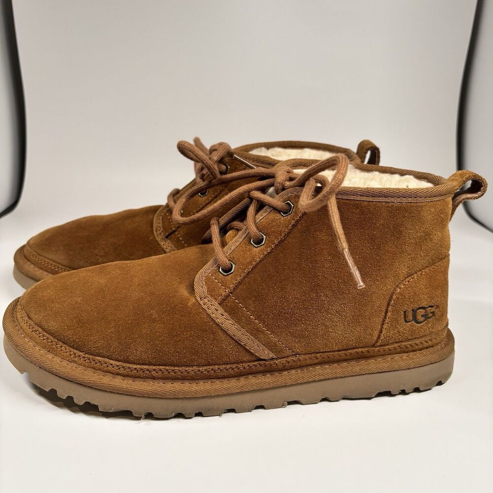 UGG Neumel Chukka Women’s 8 Brown Suede Shearling Lace-Up Ankle Boots 1094269